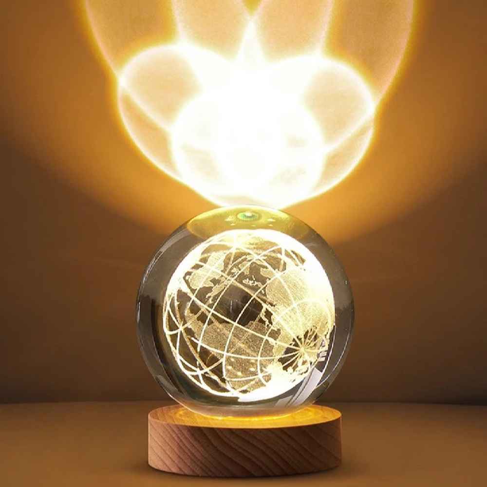 گوی بلورین چراغدار طرح کره زمین 