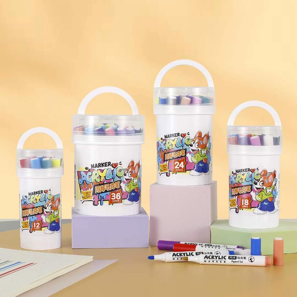 ماژیک نقاشی اکریلیک 12 رنگ استوانه