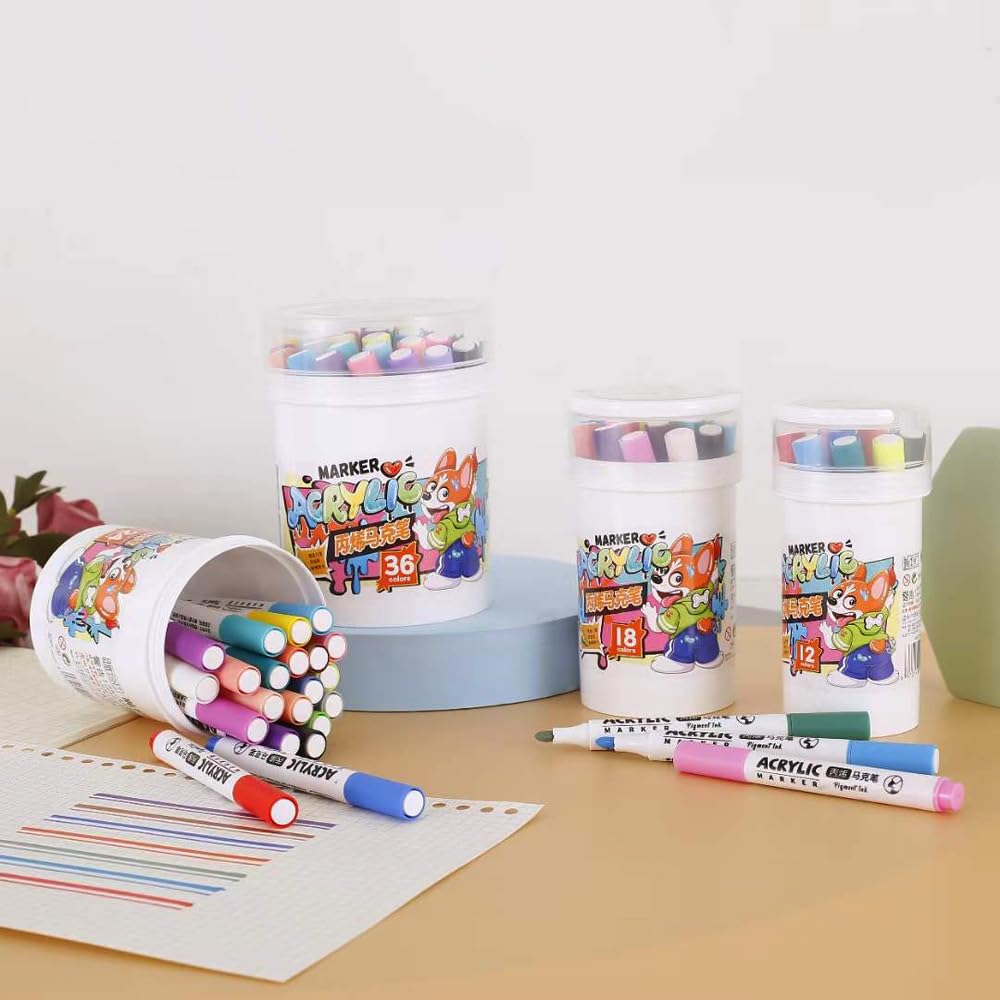 ماژیک نقاشی اکریلیک 12 رنگ استوانه